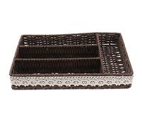 SHINEOFI Caja de Almacenamiento de Plástico Color Café, Organizador de Escritorio 4 Compartimentos, Contenedor Multiusos para Cocina y Sala, Soporte Creativo para Cubiertos y Accesorios