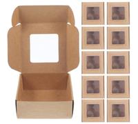 SHINEOFI Caja de Obsequio Cuadrada de Papel Kraft 7.5x7.5x3 Cm Ventana Transparente, Pack de 20 Unidades para Embalaje de Jabones, Baratijas y Dulces, Adecuado para Fiestas y Almacenaje