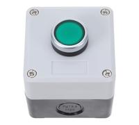 SHINEOFI Caja de Pulsadores Industriales Botón de Parada de Emergencia Verde, Caja Controladora de Color Claro 7,2 X 7,2 Cm para Uso Industrial y Sistemas de Automatización