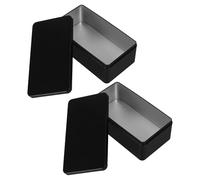 SHINEOFI Caja Metálica de Hojalata Negra 2 Piezas Lata de Almacenamiento Multiusos para Té Dulces de Boda y Hucha con Tapa Hermética para Fiestas y Organización en Hogar y Eventos