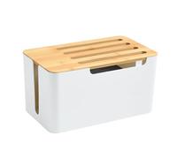 SHINEOFI Caja Organizadora de Cables Durable para Gestión de Cables y Almacenamiento de Router con Tapa de Bambú Grande para Escritorio Televisión Computadora y USB Hogar y Oficina