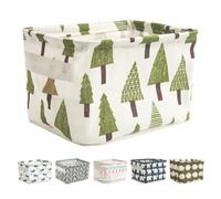 SHINEOFI Cajas de Almacenamiento Plegables de Lino y Algodón, 6 Piezas con Diseño Estampado, Cestas Organizadoras para Ropa y Objetos, Ideales para Escritorio, Armario y Oficina