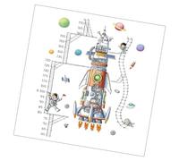 SHINEOFI Calcomanía de Pared Medidor de Altura Infantil Diseño Astronauta y Nave Espacial, Material Pvc Duradero, para Habitación de Niños y Guardería, Pegatina Mural Decorativa