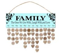 SHINEOFI Calendario Colgante de Madera Creativo con Recordatorios, Placa Azul para Decoración Del Hogar con 50 Colgantes Redondos Y 50 Colgantes en Forma de Corazón, Organizador Diy para El Hogar Y