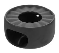 SHINEOFI Calentador de Tetera Cerámico Negro Diseño de Rejilla, Base para Mantener Té Caliente, Accesorio para Oficina y Hogar, Soporte Vintage para Teteras y Bebidas Calientes