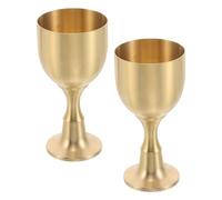 SHINEOFI Cáliz de Latón Dorado Grande 2 Unidades Copa de Comunión Vintage para Altar y Rituales Religiosos Mini Copa Decorativa Estilo Medieval para Decoración de Mesa y Fiestas