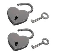 SHINEOFI Candado con Llave Pequeño en Forma de Corazón 2 Piezas de Aleación Metálica Color Negro Candado Decorativo para Diario Bolso y Caja de Almacenamiento Adecuado para Uso en