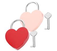 SHINEOFI Candados Llave de Corazón 2 Unidades Grandes Rojo y Rosa Pequeños Candados de Amor para Maletas Diarios y Cajas Cerraduras para Regalos de San Valentín y Bodas