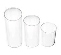 SHINEOFI Candelabros de Vidrio Transparentes para Velas de Pilar, 3 Piezas (47x60/47x90/47x120 Mm), Cilindros a Prueba de Viento para Decoración de Hogar, Bodas y Fiestas
