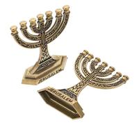 SHINEOFI Candelabros Vintage Religiosos 2 Piezas Candelabros Santos de 7 Agujeros en Acabado Oro Antiguo Adornos Religiosos para Escritorio y Decoración Navideña en Hogar y Oficina