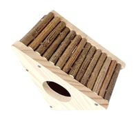 SHINEOFI Casa de Madera para Hámster con Escalera de Trepa Natural para Gerbos y Ratones Pequeños Refugio Seguro y Túnel para Mascotas Pequeñas