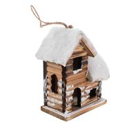 SHINEOFI Casita de Madera Rústica Iluminación LED a Batería Aldea Navideña Miniatura Nieve Artificial Decoración para Árbol de Navidad y Centro de Mesa Adorno de Escena Invernal para