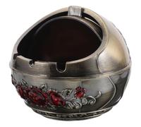 SHINEOFI Cenicero de Metal con Tapa Estilo Vintage para Sala y Comedor, Diseño Retro Europeo Que Previene Que la Ceniza Vuele, Adecuado para Obsequio Masculino