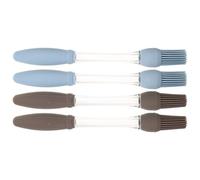 SHINEOFI Cepillo para Barbacoa de Silicona Mango Resistente al Calor Pack de 4 Unidades 2 Azules y 2 Grises para Untar Salsa Aceite de Cocina y Adobos en Parrilla y Repostería