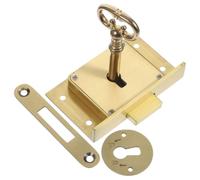 SHINEOFI Cerradura de Madera de Latón para Cajón Escritorio Vintage Dorado Forma Cuadrada, Bloqueo Seguro y para Muebles Cajas Archivos y Oficinas