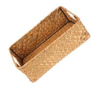 SHINEOFI Cesta de Almacenamiento Tejida a Mano de Paja Natural Tamaño Especial Pequeño Color Amarillo Cesta Decorativa para Escritorio y Baño Adecuado para Organizar Bocadillos y