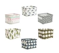 SHINEOFI Cestas de Almacenamiento Plegables de Lino Algodón 6 Piezas con Asas Cajas Organizadoras para Hogar Oficina y Guardería Contenedores Decorativos para Ropa y Juguetes