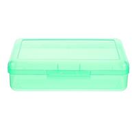 SHINEOFI Clear Pencil Box Plastic Pencil Case Large Capacity Stationery Box with Snap-Tight Lid Portable Pencil Storage Organizer for School Classroom Office Supplies, Green