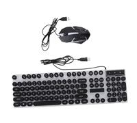 SHINEOFI Combo Teclado y Ratón USB para Ordenador con Teclas Retro Retroiluminación RGB Teclas Multimedia y Diseño Ergonómico para Gaming Oficina y Estudio Casa