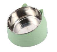 SHINEOFI Comedero Inclinado Elevado para Mascotas Pequeñas Doble Cuenco de Acero Inoxidable para Gatos y Perros Protección para Cuello Antivómitos para Alimentos Secos y Agua Verde