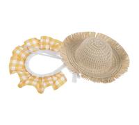 SHINEOFI Conjunto de Ropa para Gansos de Porche en Poliéster Resistente Sombrero de Paja y Babero Amarillo, Adecuado para Fiestas de Té y Uso en Temporada de Templado y Verano