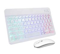 SHINEOFI Conjunto Teclado Ratón Inalámbrico Recargable con Teclado Portátil Retroiluminado para Tablet y Teléfono con Pegatinas Español