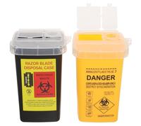 SHINEOFI Contenedores para Desechar Objetos Punzantes Mini 2 Piezas Plástico Tapa Sellada Colores Amarillo y Negro Recipientes Compactos para Residuos de Tatuajes y Uso Doméstico Seguro