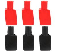 SHINEOFI Cubiertas de Terminales de Batería de Coche 3 Pares de Caucho Negro y Rojo Tapas Protectoras Antideslizantes E Ignífugas para Postes de Batería Funda Aislante para Uso Automotor