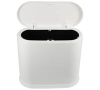 SHINEOFI Cubo de Basura Compacto de Plástico Blanco con Tapa a Presión Diseño Ovalado Pequeño para Dormitorio Baño y Cocina Bote de Basura Multifuncional para Espacios Estrechos y