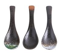 SHINEOFI Cucharas de Cerámica Japonesas para Sopa 3 Piezas Tamaño Mediano Color Aleatorio Utensilios de Cocina Duraderos para Uso Doméstico y Restaurantes Color