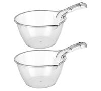 SHINEOFI Cucharón de Agua Plástico Mango Largo, 2 Piezas Gris, Cucharón Grueso para Cocina y Baño, Pala de Agua Multiusos Portátil para Hogar y Camping