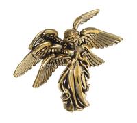 SHINEOFI Escultura Pequeña de Ángel Guardián de Latón Envejecido con Seis Alas Estatua Decorativa para Oficina y Hogar Adorno Versátil para Escritorio y Estantería