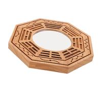 SHINEOFI Espejo Bagua Convexo de Madera para Feng Shui Protección y Energía Positiva, Decoración de Pared Fácil de Instalar para Oficinas y Hogar