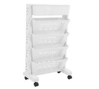 SHINEOFI Estantería Móvil para Libros Ruedas Soporte Multiusos de 4 1 Niveles Organizador de Almacenamiento para Hogar Oficina y Dormitorio