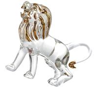 SHINEOFI Estatua de León de Cristal Pequeña Adorno de Mesa para Decoración de Escritorio y Hogar Artesanía de León Diseñada para Oficina y Acento Decorativo Tradicional Chino