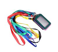 SHINEOFI Estuche de Cuero Transparente para Credencial 8 Piezas Multicolor, Porta Tarjetas de Trabajo Cordón de Poliéster, Soporte Resistente Intemperie para Oficina, Estilo Aleatorio