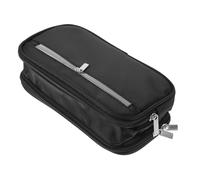 SHINEOFI Estuche Grande para Lápices de Tres Capas Negro de Nailon | Organizador Portátil de Estudio, Aleación de Aluminio, Diseño Liso y Color Sólido, Formato Multicapa
