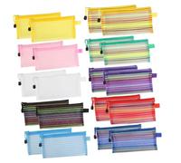 SHINEOFI Estuche Multifunción para Lápices y Bolígrafos, Resistente Nylon Color Aleatorio, Paquete 20 Unidades, Escolar y Viaje, Uso Oficina y Estudio, Cierre Cremallera Fácil Manejo