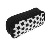 SHINEOFI Estuche para Lápices de Fútbol para Estudiantes, un Compartimento, Poliéster, Color Negro Detalles, Cremallera, Gran Capacidad, Organizado para Uso Escolar y Viaje, Niños