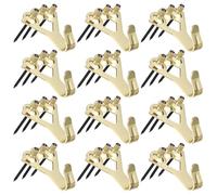 SHINEOFI Ganchos para Colgar Cuadros Pesados 20 Piezas, Gancho Metálico Dorado de 3 Orificios 35x39 Mm, con 60 Clavos de 1.8x35 Mm para Montaje en Panel de Yeso y Soporte Seguro