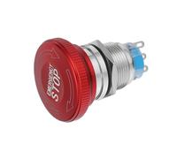 SHINEOFI Interruptor de Parada de Emergencia Metálico Rojo con Cabezal Tipo Hongo, 3 Pines, Compacto Restablecimiento Giratorio para Entornos Industriales y Húmedos