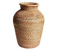 SHINEOFI Jarrón Decorativo de Ratán Artesanal para Flores Secas Centro de Mesa Rústico para Decoración del Hogar Florero de Escritorio Natural para Sala y Comedor 1 Unidad