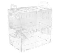 SHINEOFI Jaula Acrílica Transparente y Asa Aleatoria Diseño Transpirable para Hámster para Pequeña Villa Adecuado para Hámsters y Erizos Pequeños
