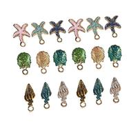 SHINEOFI Joyas De Metal De Concha Encantos De Oro Telar Piedra Preciosa Equipo Kit Para Hacer Collares Encanto Del Teléfono Juguetes Colgante De Concha Eras Aleación 39 Piezas X 4