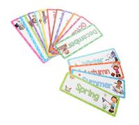SHINEOFI Juego De 16 Tarjetas Didácticas con Los Meses Y Las Estaciones En Inglés para Niños, Ideal para Jardín De Infantes Y Uso Doméstico. Mejora El Aprendizaje del Idioma Y El
