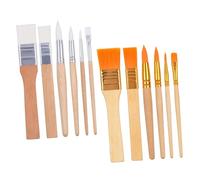 SHINEOFI Juego De Pinceles De Acuarela y Pintura Acrílica 12 Piezas Cabezal De Nylon Blanco y Amarillo, Ergonómicos y Resistentes Al Desgaste Para Manualidades Infantiles y Proyectos Artísticos