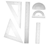 SHINEOFI Juego De Reglas Compactas De Plástico Transparente 15 30° Transportador y Regla Triangular 6 Piezas Herramientas De Medición Matemática para Estudiantes y Profesionales