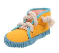 SHINEOFI Juguete para Morder para Perros Chirriante de Cuerda de Algodón Forma de Zapato, Tamaño Mediano, Color Amarillo Brillante, Adecuado para Entrenamiento y Alivio de Dentición