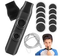 SHINEOFI Kazoo Profesional Negro con Doble Agujero y Membranas Reemplazables, Instrumento Musical Portátil de Silicona y Abs para Acompañamiento en Fiestas