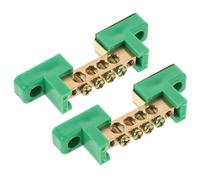 SHINEOFI Kit de 2 Barras Colectoras de Puesta a Tierra de Cobre 6X9 CM 4 Terminales Varillas de Puesta a Tierra para Panel Eléctrico Barra de Cobre Verde para Caja de Distribución